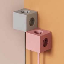 아트박스/아이정 AVOLT 큐브 디자인 USB 인테리어 멀티탭 콘센트 3구 1.8M, 핑크