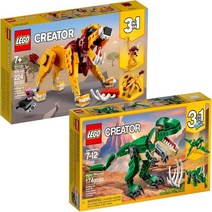 레고 세트 - 크리에이터 3-in-1 공룡 31058 + 야생 사자 31112 7세 이상 어린이용