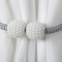 서후네 [1+1] 화이트 진주구슬 마그네틱 스트랩 커튼정리 묶음타이, 2개, 골드