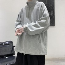남성 풀오버 지퍼 칼라 힙합 후드티 아웃웨어
