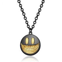 미소 펜던트 목걸이 남성 골드 실버 블랙 스마일 콧수염 동전 원형 스테인레스 세련된 힙합 스타일