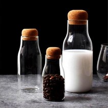 카페 유리 딸기라떼병 2개 콜드브루병 밀크티 미니공병 바스솔트 주방용기 드라이플라워 저장용기 유리용기, 700ml