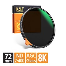 [정품] K&F CONCEPT NANO-X Variable ND2-ND400 가변필터 8K AGC Glass 72mm