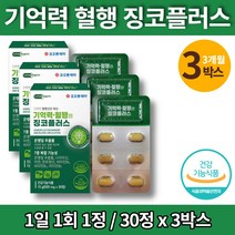 징코 플러스 빌로바 은행엽 공부 수험생 대학생 대치동 기억력 혈행 부모님 어르신 영양제 은행추출물 플라보놀 ginkgo 나이아신 아연 판토텐산, 3개