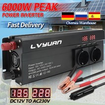 인버터 자동차 어댑터 인버터 DC12V ~ 220V 5000w 6000W 피크 EU 소켓 홈/외출 LED 디스플레이 수정 사인파, 01 5000w