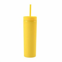 간편 텀플러 보온병 판매 16oz 아크릴 슬림 스키니 텀블러 컬러풀 매트 물병 뚜껑 포함 빨대 이중, 14 color 14