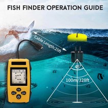 휴대용어군탐지기 빙어탐지기 휴대용 어군 탐지기 얼음 낚시 소나 사운 더 알람 변환기 Fishfinder 0.6-100, 한개옵션0