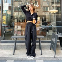 2color 랩 리본 링클프리 스트랩 크롭 셔츠 투웨이 플랫칼라 찰랑 원버튼 데일리룩 스트릿룩 데이트룩 블라우스 wrap crop blouse