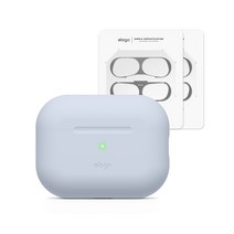 엘라고 에어팟프로2 필수템 2종 / 실리콘 베이직 케이스+철가루스티커2세트, 라이트블루