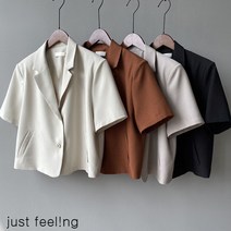 just feel!ng 여성/일자핏/반팔자켓/쉬폰/숏/크롭/세미/정장자켓/여름신상/빅사이즈/4컬러