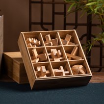 Luban 잠금 Kongming 퍼즐 풀 세트 어린이 교육 장난감 초등학생 10 세 이상 성인 어려운 12세 집짓기 블록, 사양, 08.[고급선물]원목박스패키지1입문용초보자에게