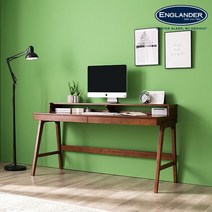 잉글랜더 셀린 고무나무 원목 책상 1600 선반포함, 월넛