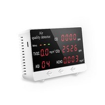 CO2 포름알데히드(HCHO) TVOC PM2.5/PM10 다기능 공기가스 검출기 실시간 데이터 & 평균값 기록 홈오피스 및 각종 행사, Off white