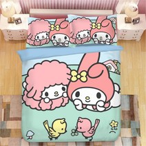 침구단품 마이멜로디 침대 4세트 핑크 소녀하트 침대커버 이불커버 침대스커트 3.0 기숙사 싱글, C09-2.0침구 4종세트(사용 220*240이불심)