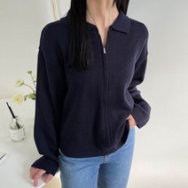 플랜데이 레니 카라 니트 집업 가디건