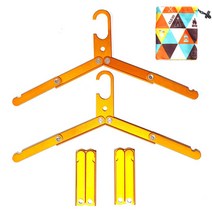 캠핑 옷걸이 휴대용 접이식 행거 파우치 포함 인디언 행어 캠핑용 여행용 옷걸이 빨래 소품, 골드4개+파우치