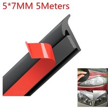 1pcs 4m 자동차 씰링 스트립 경사 t 형 비바람에 견디는 가장자리 트림 고무 접착 양면 테이프가있는 범용 epdm 고무, 5m 5x7mm