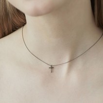 블랙 미니 십자가 은 목걸이 (실버925도금)