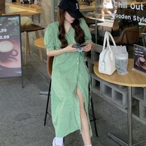 [랜덤플레이] 허리 스트랩 플라워 쉬폰 봄 원피스