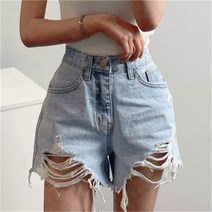 [비위치] 연청 빈티지 구제 데미지 데님 숏팬츠