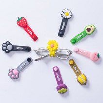 달자샵 2P+2P 똑딱이 실리콘 전선 타이 다양한 디자인 케이블 정리 밴드, 블랙고양이, 2Pcs+2Pcs