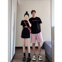 데이트 미니원피스 트임 커플룩 시밀러룩 신혼여행 휴양지 티 셔츠 루즈핏