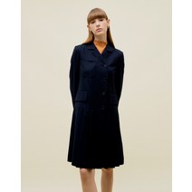 22FW [HAZZYS THE H]네이비 울혼방 더블 버튼 주름 원피스 HSDR2D792N3