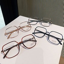 심플 스퀘어 빅사이즈 얇은 뿔테 투명 패션 안경테 블루라이트차단 남자 여자