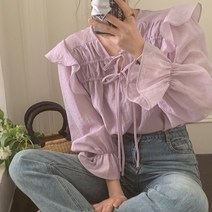 코코블랑 / 애나 리본 셔링 블라우스