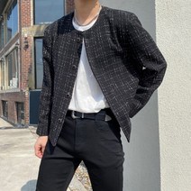 체크 트위드 라운드 자켓 블레이져 V3