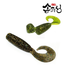손피싱 댕댕이웜 50개입/광어 다운샷 우럭 쏘가리 광어웜 채비 낚시, 핑크야광 PA44