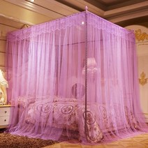 침대 커튼 여아 캐노피 여아방꾸미기 공주방 꾸미기 레이스, 퍼플_1.8m