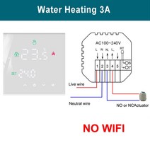 소형전기난로 MINCO HEAT Tuya 와이파이 스마트 터치 스크린 온도 조절기 전기 바닥 난방 물/가스 보일러, 05 Water white