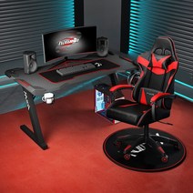 핑크 e스포츠 테이블 데스크톱 컴퓨터 테이블 가정용 생방송 캐스터 소녀 게임 테이블 의자 콤비네이션 세트, 블랙 세트(롱 120) 연계 팔걸이 블랙 레드