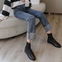 [이꾸띠] 오도에꼬이리 여성 2컬러 사계절 데님 스트레이트 하이라이즈 청바지