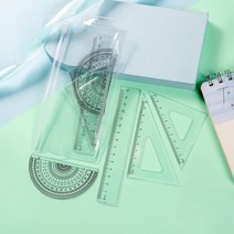 투명 삼각자 각도기 세트 전용파우치 학생용자 직각자 15CM자 플라스틱자, 단품
