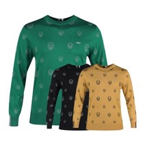 보스케 남성 가을 골프웨어 스웨터 라운드 패턴 긴팔 니트 티셔츠