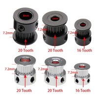 1/2/5PCS 16/20 치아 알루미늄 동기 휠 스크류 5mm GT2 벨트 폭 3D 프린터 부품 타이밍 풀리, 04 Sliver 20T W6 B8_02 2PCS