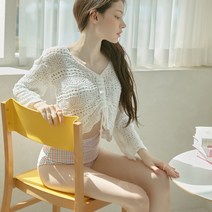 루빈 스트링 브이넥 커버업 니트탑