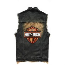 할리데이비슨 데님조끼 블랙 청조끼 자켓 라이딩 상의, M(흉상 100cm), 1번