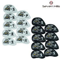 세븐힐스 바이크 라이더 아이언커버 고양이 캐릭터 아이언카바 세트 9pcs, 블랙