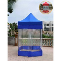 바람막이천막 방수 텐트 캐노피 펜션 몽골, 1.2x1.2파란색텐트+3면천