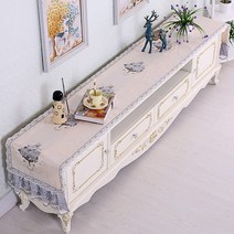 chinapnp0.5 테이블러너 텔러비전선반 식탁보 레이스 패브릭아트 직사각형 거실 화장대 신발장 긴테이블 커버먼지방지 덮개천, T01-행복나무 보라 1, C01-40*180CM(적합 장롱 110-140CM)