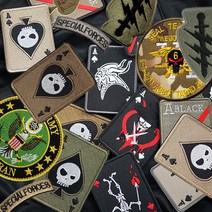 스페이드 카드 자수패치 스컬 포커 벨크로 밀리터리 와펜 리폼 (g647)