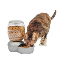 Petmate 보충식 급식기 마이크로반 자동 고양이 및 강아지 급식기 4가지 사이즈 전개, 2 LB_Grey, Grey_2 LB