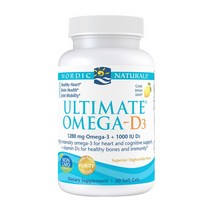 노르딕 내추럴스 오메가3 1280mg 얼티메이트 비타민D 레몬맛 60소프트젤 EPA DHA