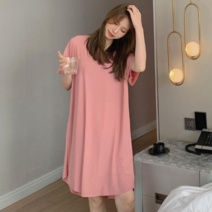 오너클랜 여성 편하고 시원한 소재 베이직 디자인 반팔 원피스