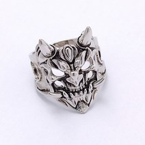 브랜드없음 트렌디 한 크리 에이 티브 펑크 일본 악마 사무라이 반지 남성용 고딕 스타일 실버 컬러 조정 가능한 오픈 링 스트리트 패션 쥬얼리