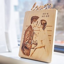 세아림 우드 포토 버닝 기념일 생일 커플 선물 액자, 07.엑스라지 (XL) - 240x190
