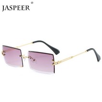 고급선글라스 JASPEER New Rimless Rectangle 선글라스 여성 남성 쉐이드 브랜드 디자이너 Gradient UV400 Sun Glasses Retro Framel